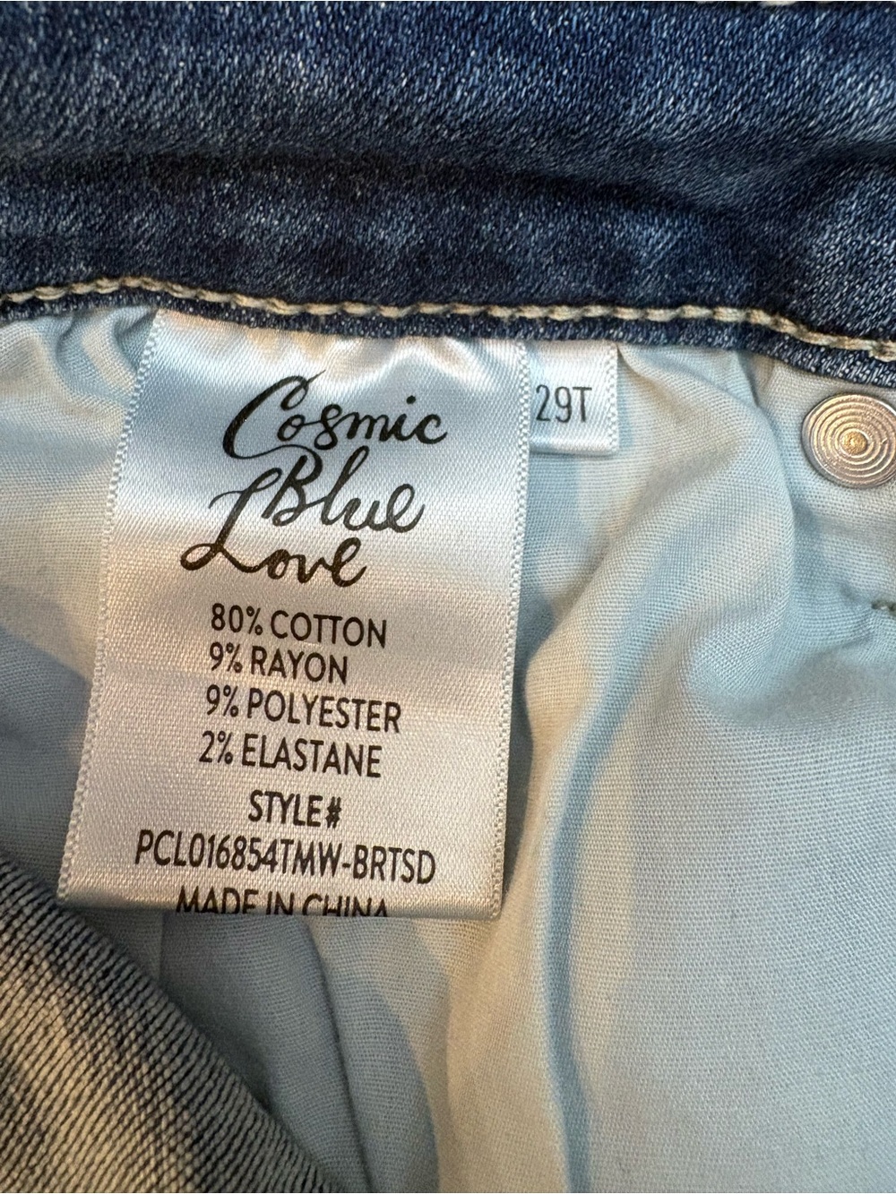 Cosmic Blue Love Mid Rise Skinny Jeans Sz 29T Distressed Stretch Denim Ankle - Picture 6 of 10
